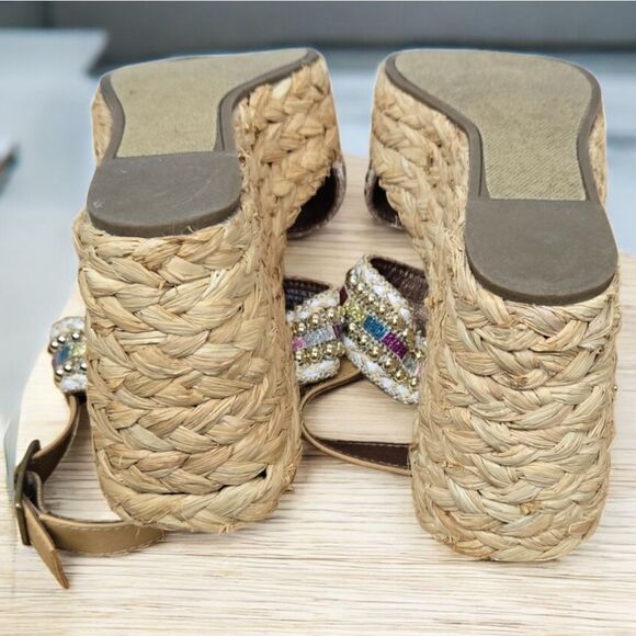 Y-Not Straw Wedge Sandals Huzzah Espadrilles Platform Shoes 8.5 Women's Colorful - Picture 11 of 12